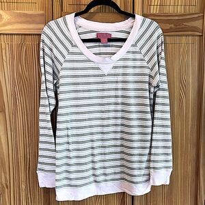 Victoria’s Secret Pink, White & Gray Sparkle Long Sleeve Thermal Top Size Large